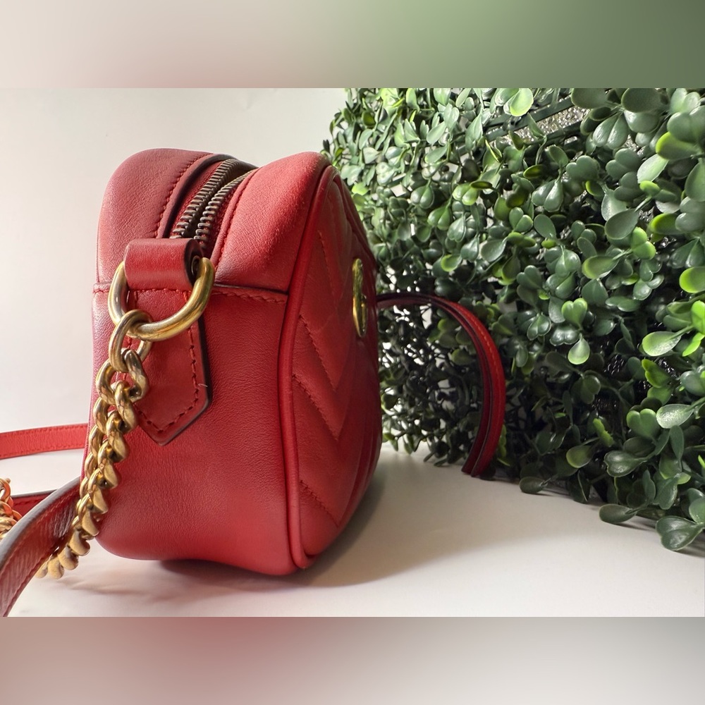 A cond Gucci GG Marmont mini camera bag in red quilted leather + free COA - Picture 12 of 12